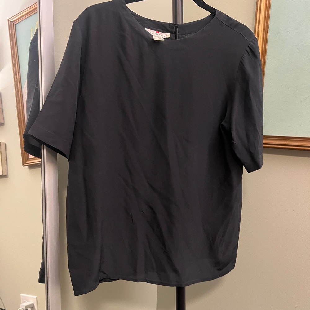 Vintagege black 100% silk blouse